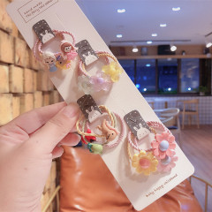 Wholesale 5pcs/set acrylic fruit cartoon animals girls elastic baby hair ties