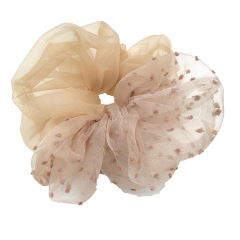 Fashion women hair accessories solid color splice dot Organza lace large scrunchies