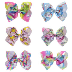 2020 Shining laser sequin unicorn  bows knot hair clips for girls hair accessories