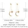 Fashion Crystal Rhinestone Star Moon Tassel Long Chain Dangle Ear Stud Earrings