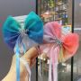 Korea popular gradient mesh Elsa ice Princess big bow children hair clips for girls Korea popular gradient mesh Elsa ice Princess big bow children hair clips for girls