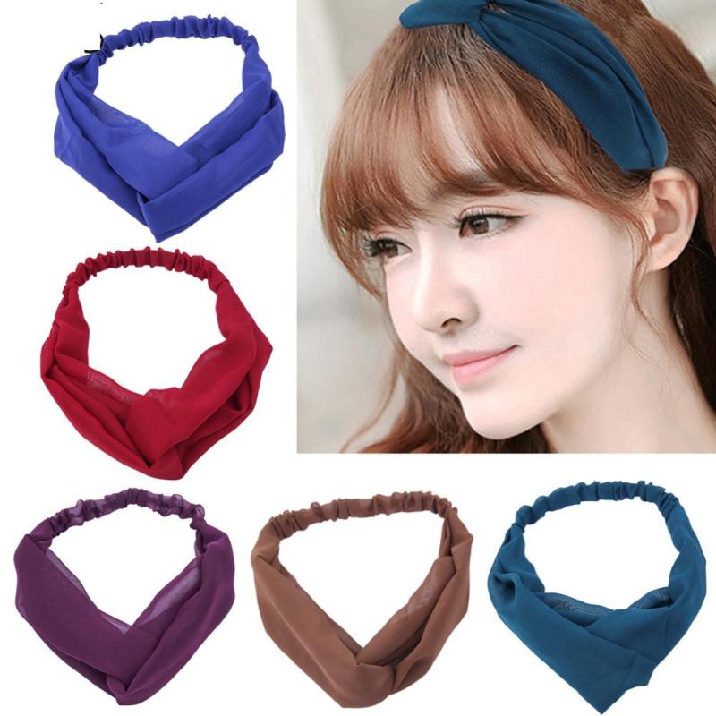 Women's Cotton Elastic spa Washing headband yoga hair bands cross mixed colors headband