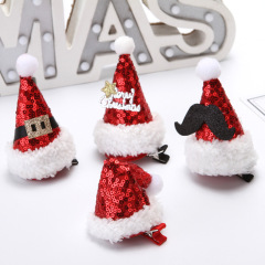 custom hot sale 2020 amazon ins fall winter sequins girls christmas hat hair clips