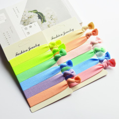 Solid colors Macarons Cotton ponytail holder Scrunchy ladies Hair Bow hair bands