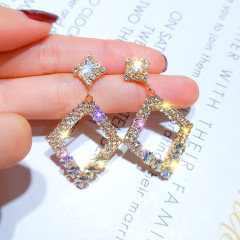 2019 new alloy zircon rhinestone circle s925 silver needle geometric earring