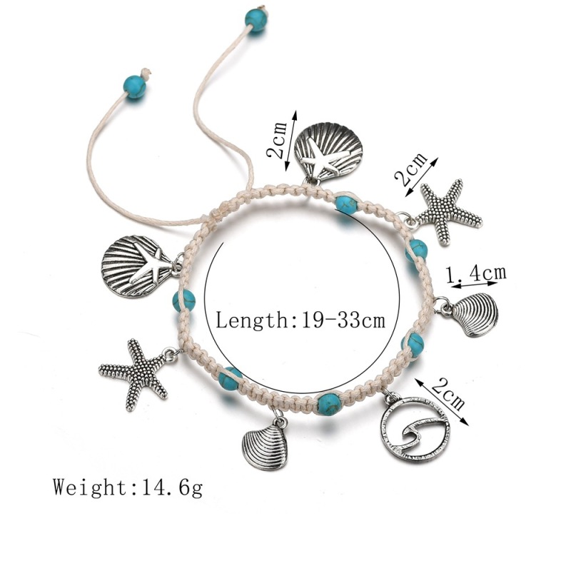 Hot sale jewelry sterling silver ankle bracelet sea shell silver anklets for ladies