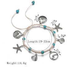 Hot sale jewelry sterling silver ankle bracelet sea shell silver anklets for ladies