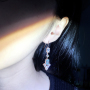 Luxury jewelry 925 sterling silver blue white dangle moissanite earring wire