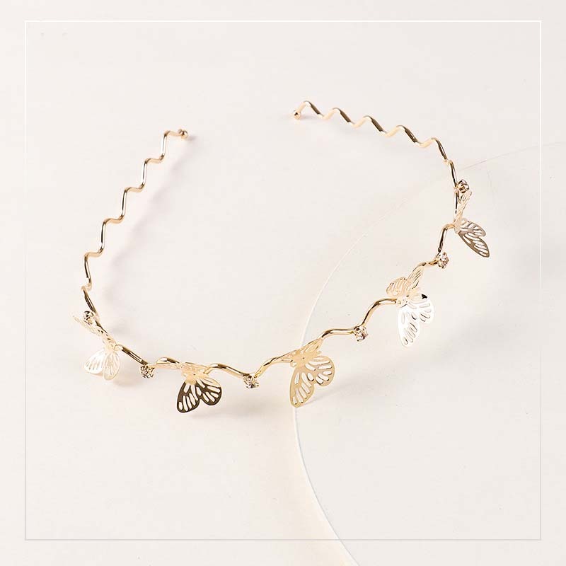 Vintage women elegant alloy crystal butterfly flower metal hairbands for girls Vintage women elegant alloy crystal butterfly flower metal hairbands for girls