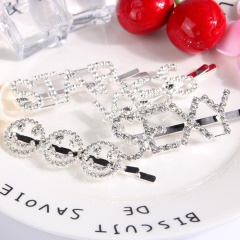 Fashion rhinestone letter longline girl hairpin clip combination for decoration Fashion rhinestone letter longline girl hairpin clip combination for decoration
