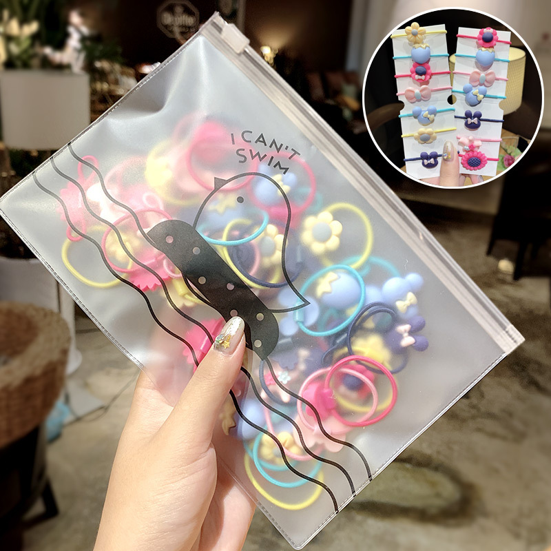 Cute bow flower-shaped multi-style basic high elastic kids hair ties sets for girls Cute bow flower-shaped multi-style basic high elastic kids hair ties sets for girls