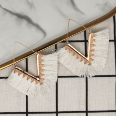 Trendy Vintage BOHO V shape Alloy Pendent Statement Tassel Earrings Jewelry