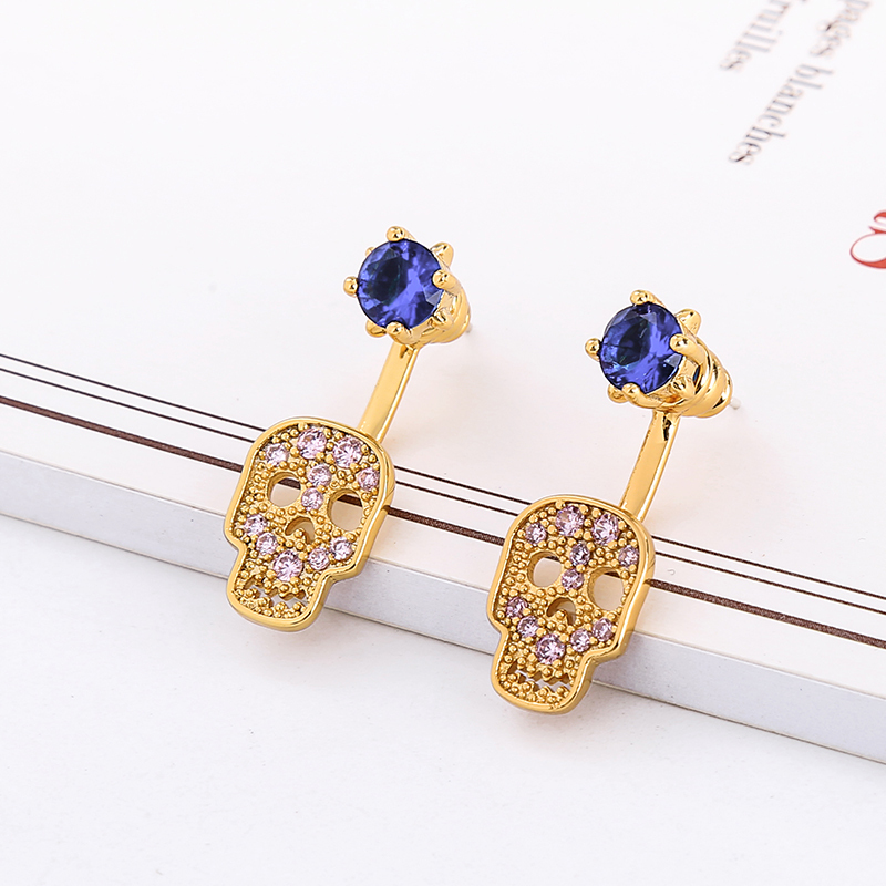2019 Gold stainless steel diamond accessories women jewelry stud skull earrings 2019 Gold stainless steel diamond accessories women jewelry stud skull earrings