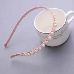 Pink Glitter Headband satin Non slip Hair Band Women pearl Hair Hoop