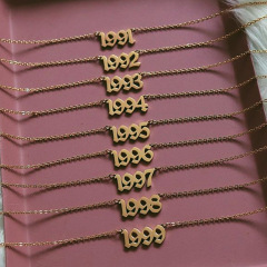 Amazon hot sale custom vintage fashion jewelry birth year numbers necklaces for women or men Amazon hot sale custom vintage fashion jewelry birth year numbers necklaces for women or men
