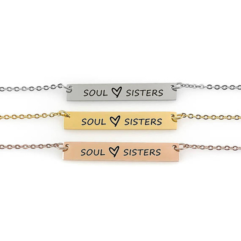 personalized amazon gift titanium soul sisters laser engrave gold stainless steel name necklace