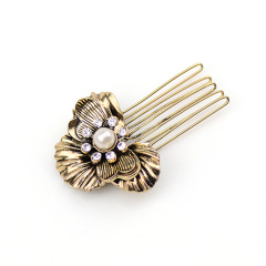 Victoria crystal rhinestone headwear ladies pearl flower metal diamond  Hair combs