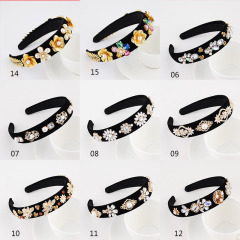2020 baroque hairband winding Bling Beads Hair Hoop flower glitter rhinestone crystal headband
