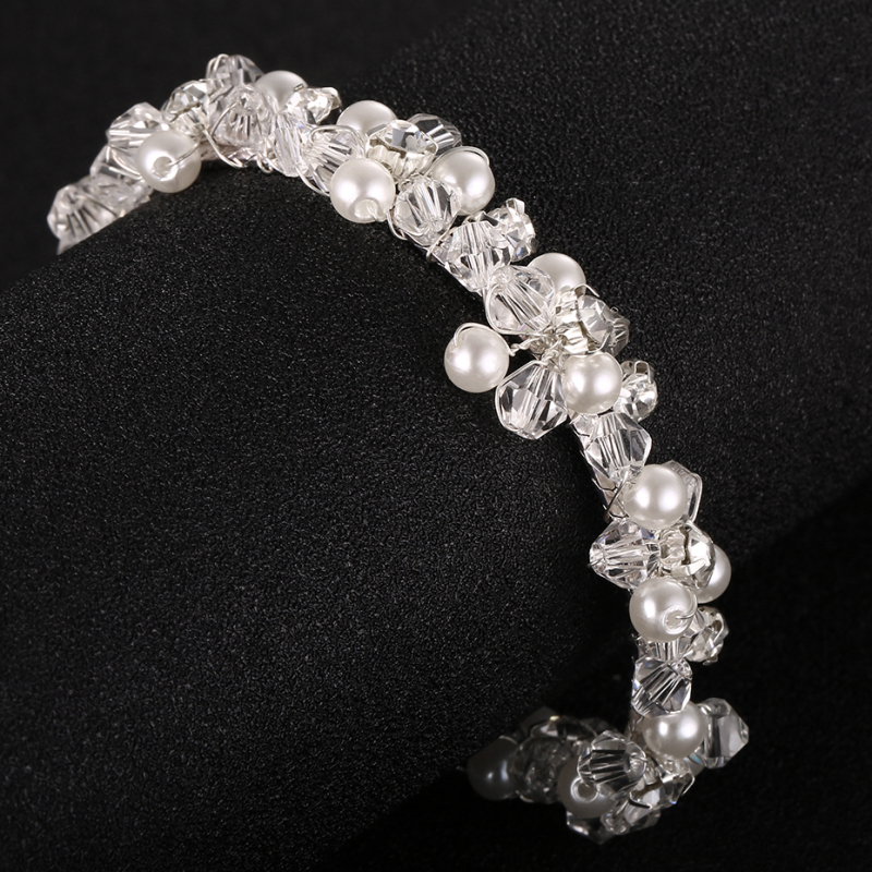 Beauty zodiac party bride crystal silver jewelry  pearl charm wedding  beaded bracelet
