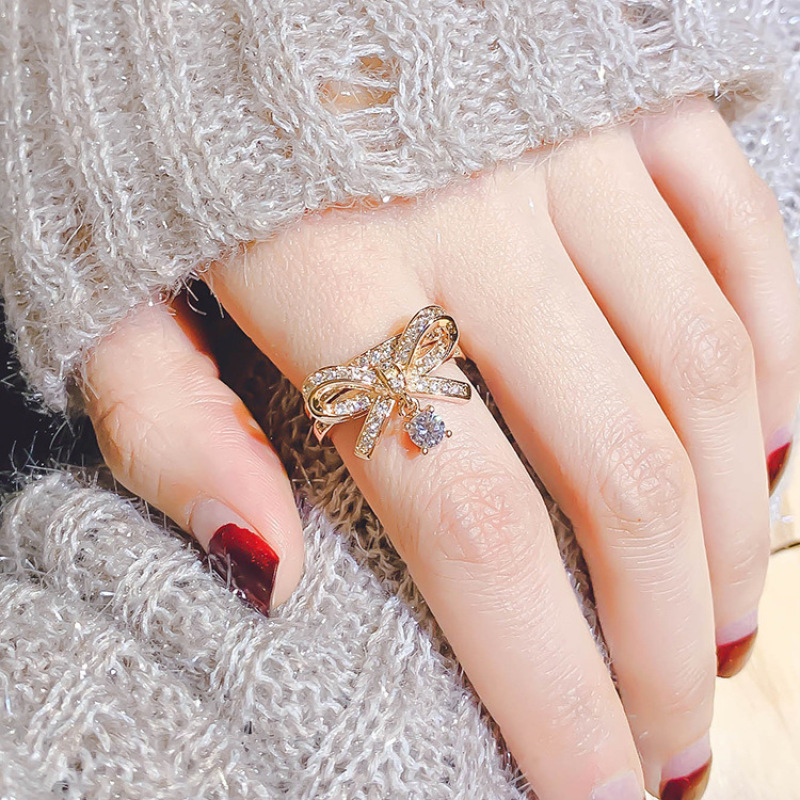 High quality women jewelry brass white steel bow shaped index finger open Rings High quality women jewelry brass white steel bow shaped index finger open Rings