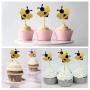 24pcs Cake Decor Glitter Bumble Bee Cake Topper Cupcakes Party Decoration