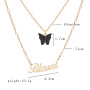 wholesale Amazon ins hot Popular two layer English Letter Butterfly necklace for women