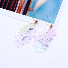 Amazon wholesale bling  multi-layer splicing pentagram tassels star shape earrings