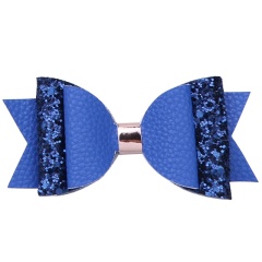Korean manufactory double-layer glitter leather colorful hair bow grip clips for baby girl