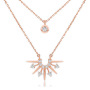 wish korean vermeil charm layer sunrise zircon necklace 18k gold plated choker 925 silver