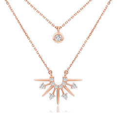 wish korean vermeil charm layer sunrise zircon necklace 18k gold plated choker 925 silver