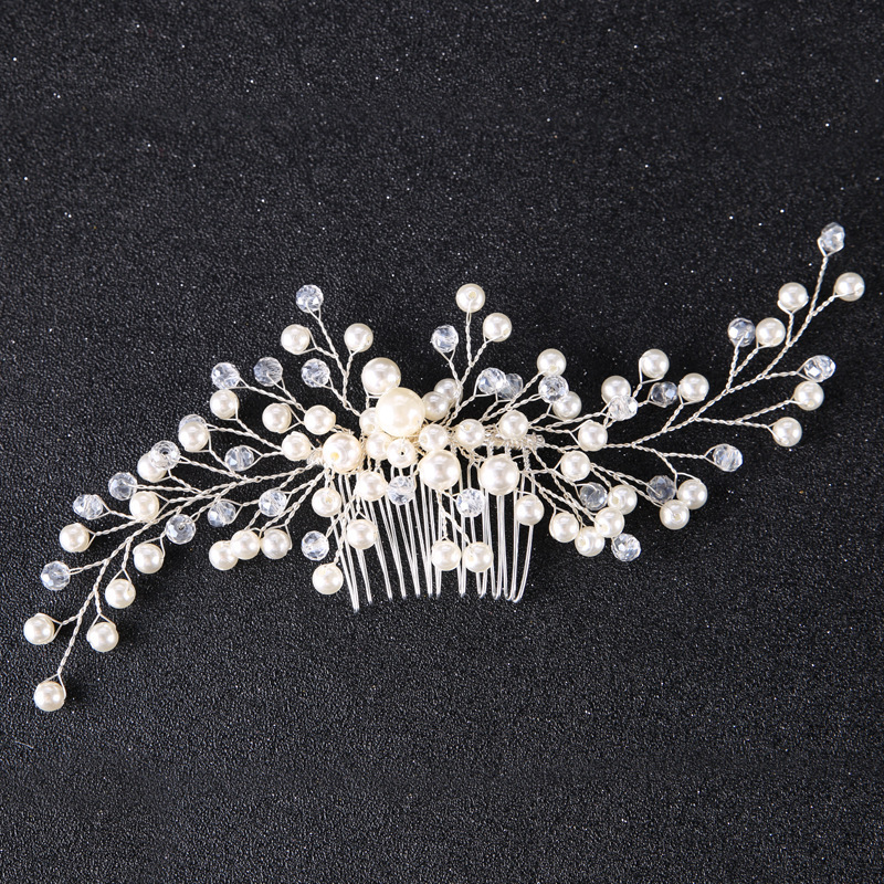 Luxury silver pearl crystal  hair accessories wedding bridal hair combs