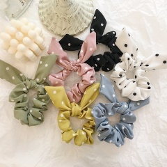 Fashion scrunchies rabbit ear sweet hairdressing elastic solid color girls elastic hair tie with dot Fashion scrunchies rabbit ear sweet hairdressing elastic solid color girls elastic hair tie with dot