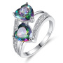 wish custom Fashion Colorful Double Heart diamond Gemstone CZ copper Engagement Stone Bridal zircon Ring wish custom Fashion Colorful Double Heart diamond Gemstone CZ copper Engagement Stone Bridal zircon Ring