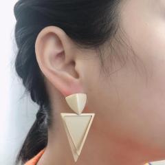 amazon Fashion African Gold silver Plate zinc alloy Triangle superposed hanging pendant earrings Jewelry For Women