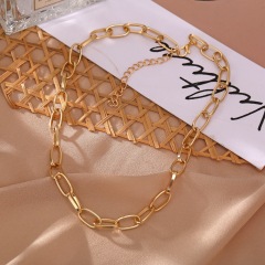 Creative retro punk style gold-color short thick alloy chain chocker necklace