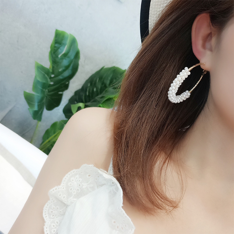 2020 Amazon hot sale Fashion Jewelry Women Girls Wedding Bridal Pearl Hoop Earrings 2020 Amazon hot sale Fashion Jewelry Women Girls Wedding Bridal Pearl Hoop Earrings