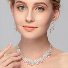 Fashion Zircon handmade necklace with earrings crystal bridal women wedding jewelry sets Fashion Zircon handmade necklace with earrings crystal bridal women wedding jewelry sets