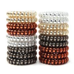 2020 Yiwu Factory Hair Accessory Glitter Metal Color Telephone Wire Hair Tie