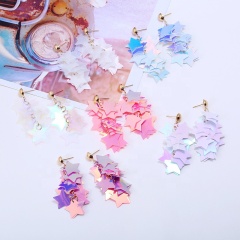 Amazon wholesale bling  multi-layer splicing pentagram tassels star shape earrings