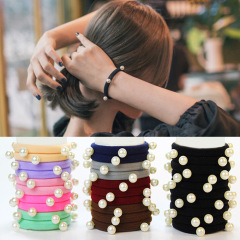 Colorful hair cord Accessories satin Elastic Scrunchy pearl hair bands