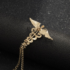 INS amazon korean fashion alloy rhinestone double men brooch chain for mans suit with chain