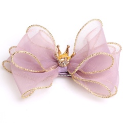 Popular top sales colorful fancy organza lace hair clip for baby girl