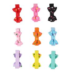 Colorful Hot baby girls personalized fabric flowers dot ribbon bow hair pin