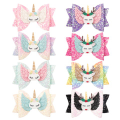 custom 3inch kids Baby Girl teenage shining sequin glitter Handmade angel unicorn baby hair bow clip custom 3inch kids Baby Girl teenage shining sequin glitter Handmade angel unicorn baby hair bow clip
