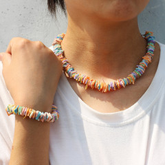 Amazon hot sale Hawaii Beach Jewelry Color Shredded Shell Bracelet And Necklace set for women Amazon hot sale Hawaii Beach Jewelry Color Shredded Shell Bracelet And Necklace set for women