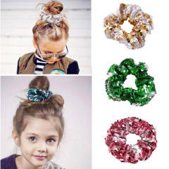 Rose gold custom  kids star ponytail elastic girl sequin hair tie