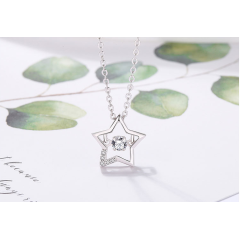 fashion valentine's day christmas gift jewelry women zircon 925 sterling silver necklace