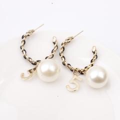 Bohemian Gold Plated Metal Women Baroque Chandelier Twist Pearl Drop Earrings