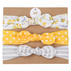 Handmade Polyester cotton elastic Hair Bows Baby Girls headbands