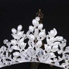 Luxury Handmade silver pearl wedding crystal bridal tiaras and crowns
